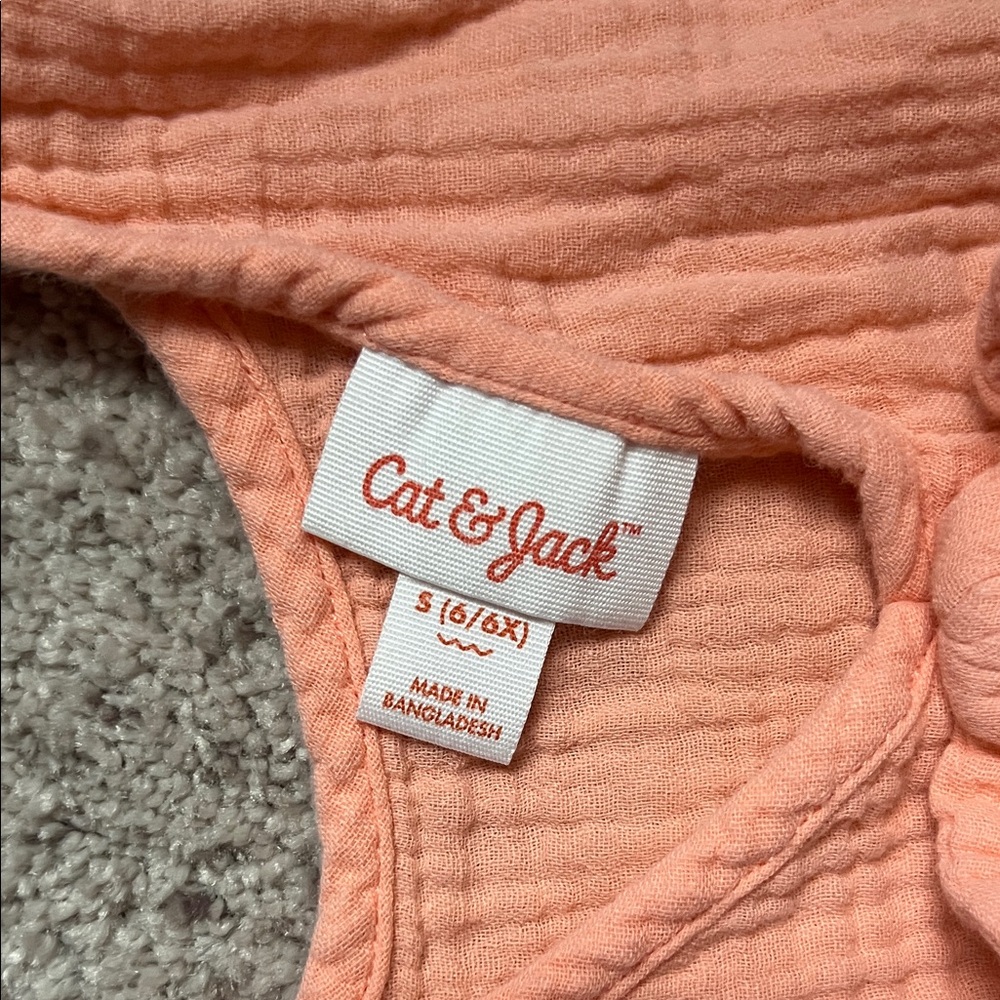 Girls Coral/ Peach Sleeveless Dress with Cutout in back - Size 6/6x - Picture 5 of 6